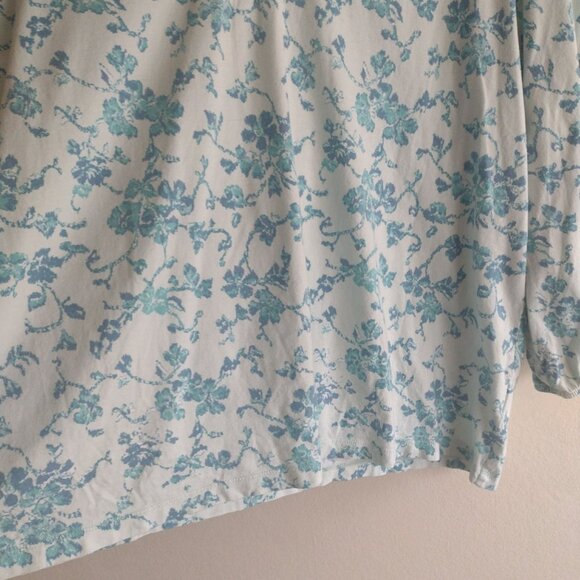 Garnet Hill Green Floral Organic Cotton T Shirt XL Lightweight Loungewear Top - Picture 5 of 9